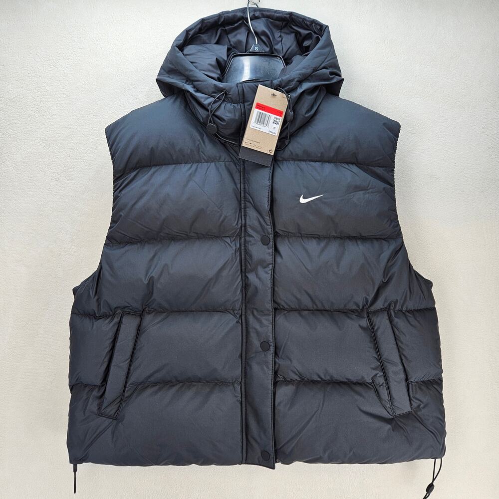 NIKE WOMEN'S LARGE SPORTSWEAR THERMA-FIT VEST HOODED BLACK NWT IH1007-010